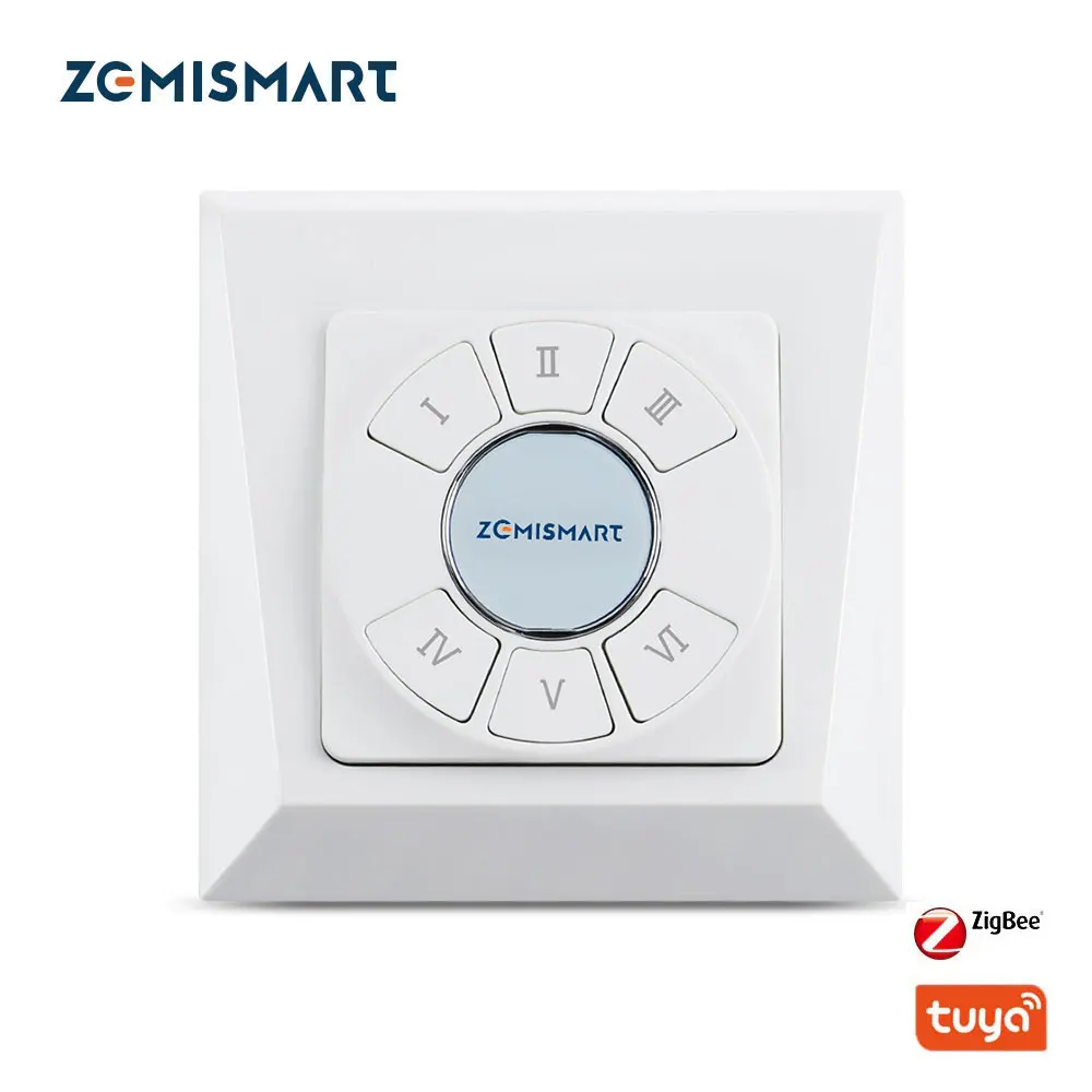 

Zemismart 6 channels Tuya Zigbee Wireless Scene Switch Wall Remote with Push Button Smart Life App Scene Control