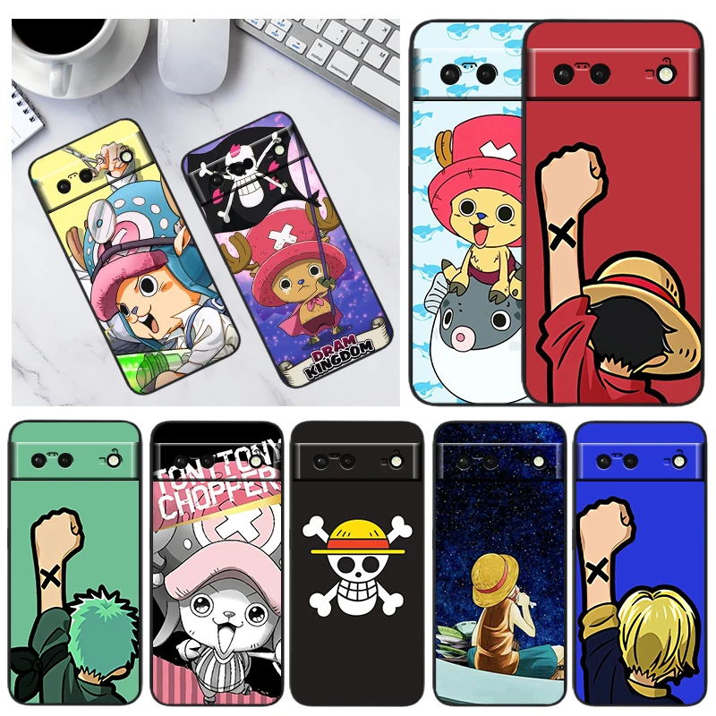 

Japanese One Piece Cartoon Phone Case For Google Pixel 8 7 6 Pro 6A 5A 5 4 4A XL 5G Black Shell Soft Cover Fundas Coque Capa