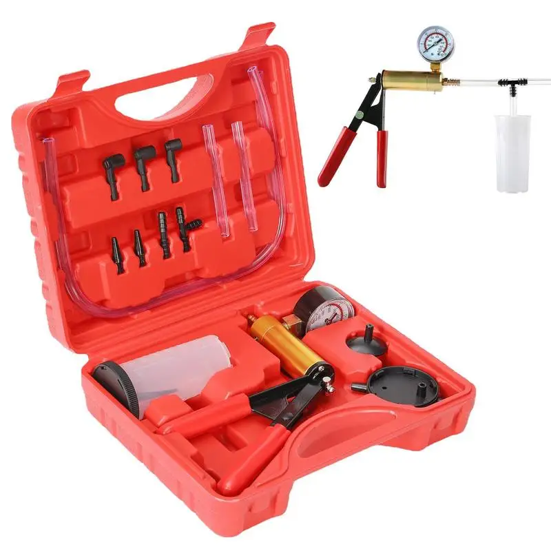 

Vacuum Pump Brake Bleeder Screw Adapter Carrying Case Multifunctional Car Automotive Self Kit Hand Held Brake Bleeder Tester Set