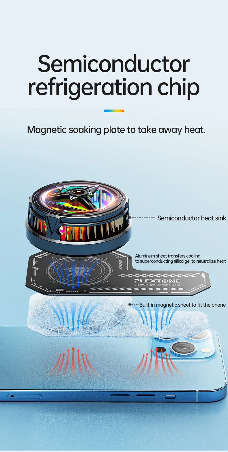 Plextone EX2 Mobile Phone Cooler RGB Gaming Cooler Radiator Price in Bangladesh