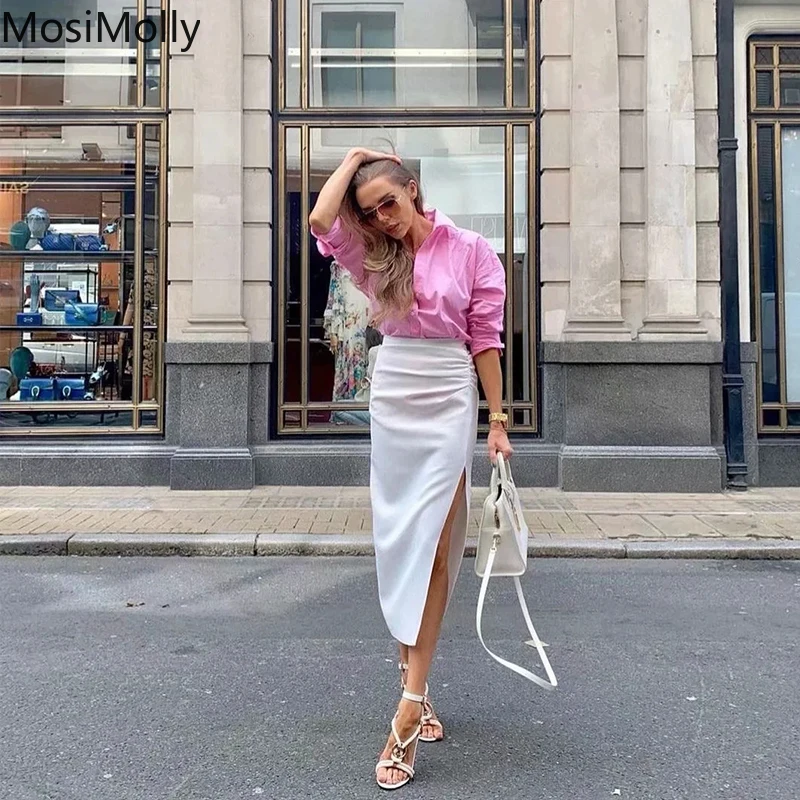 MosiMolly White Dress Women 2 pcs Sets Dress Split Party Club Dress Sexy 2021 Elegant Dress