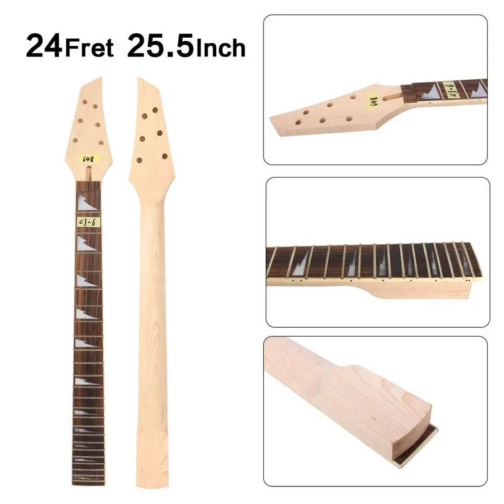 

Yinfente 24Fret Maple Guitar Neck 25.5Inch Rosewood Guitar Fretboard Nice Inlay Jackson