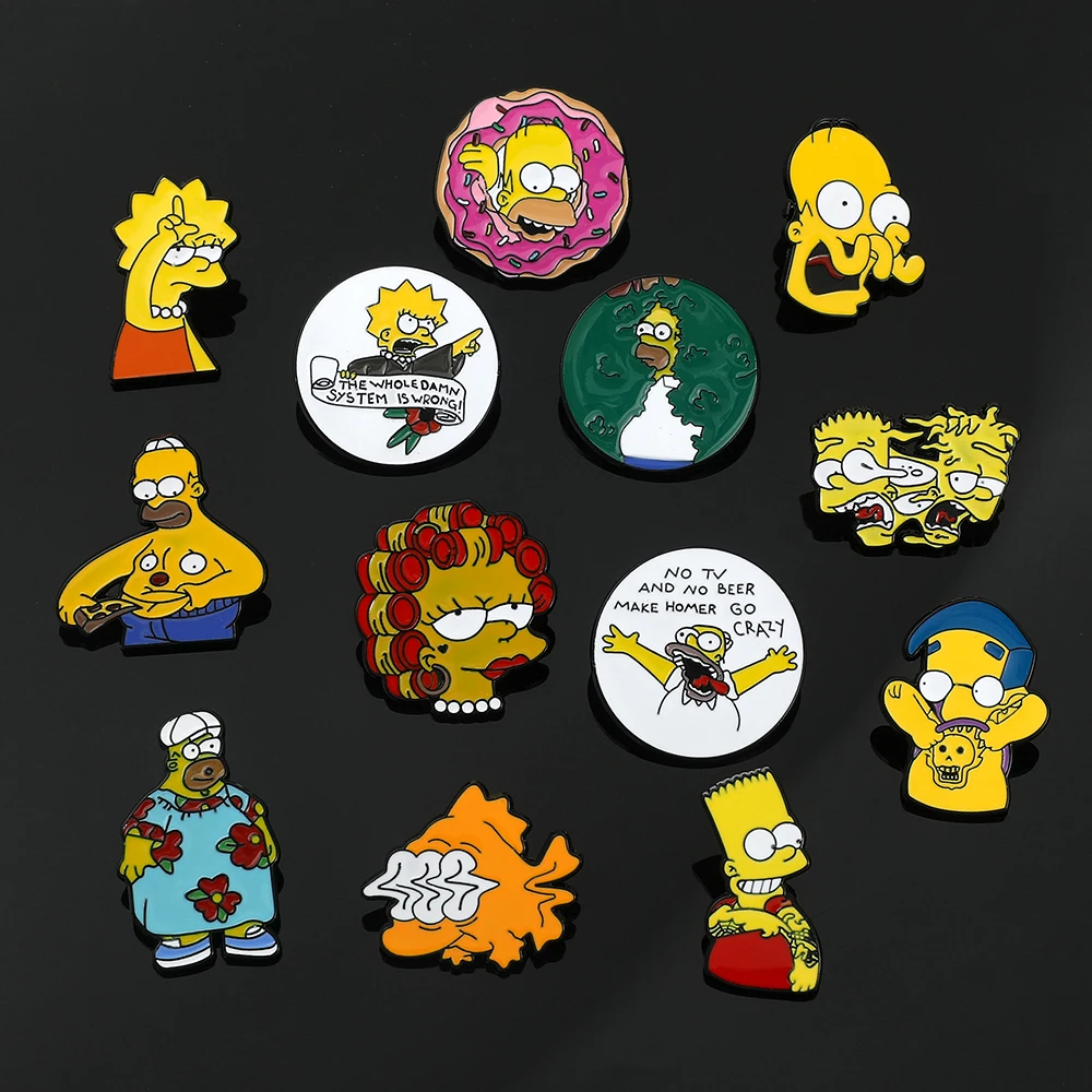 

Classic Comedy Anime TV The Simpsons Enamel Brooch Cute Funny Cartoon Jacket Lapel Pins for Women Bags Badge Jewelry Accessories