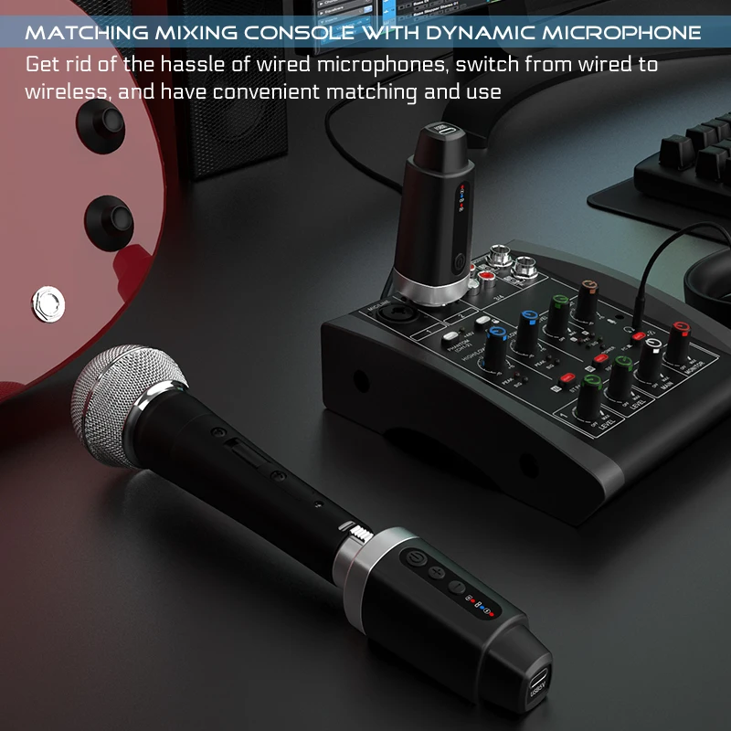 UHF Wireless Audio Transmitter & Receiver-6.35mm Jack Anti-Interference Long-Range Penetration Stable Transmission