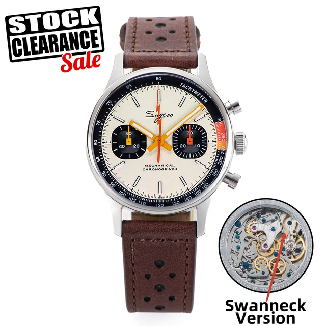 Sugess montre pour hommes chronographe montres mécaniques avec mouette ST19 mouvement à col de cygne pilote saphir cristal course V2 nouveau 1