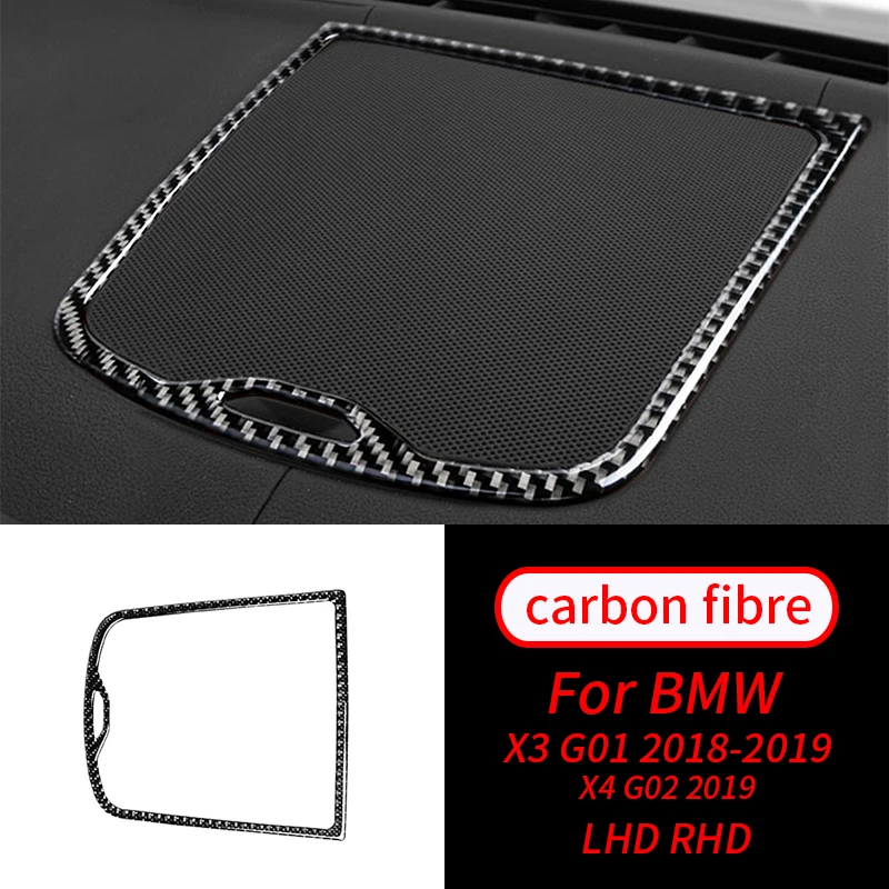 

1Pcs Real Carbon Fiber Center Dashboard Speaker Frame Trim Cover Car Interior Accessories For BMW X3 X4 G01 G02 18-19