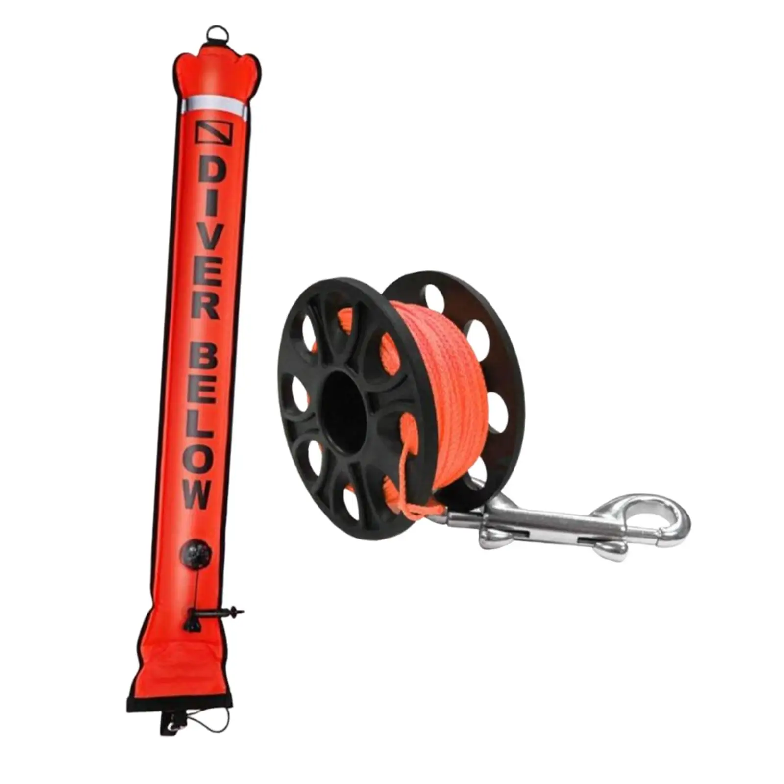 Scuba Diving Surface Marker Buoy Security Sausage Compact Red with Dive Reel