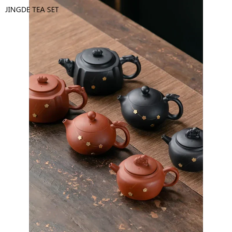 1PCS Yixing pure handmade purple clay teapot retro new Chinese style high-temperature red clay tea brewing teapot