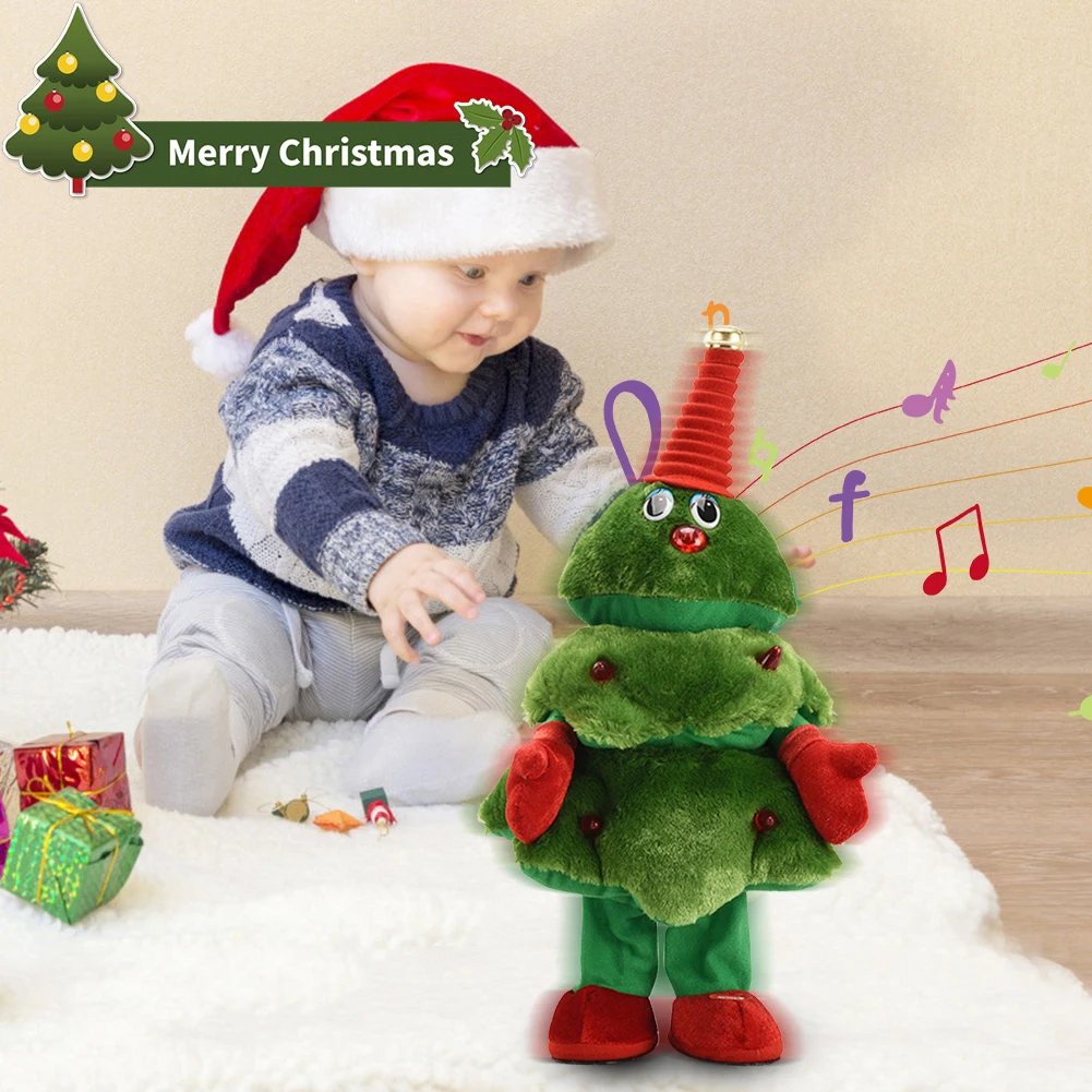 Electric Christmas Plush Dolls Creative Plush Xmas Tree Dolls Funny Singing Music Dancing Toy for Xmas Party Decor