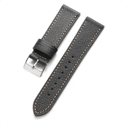 Handcrafted Vintage Leather Watch Strap - Soft Cowhide Wristband - 22mm (Black)