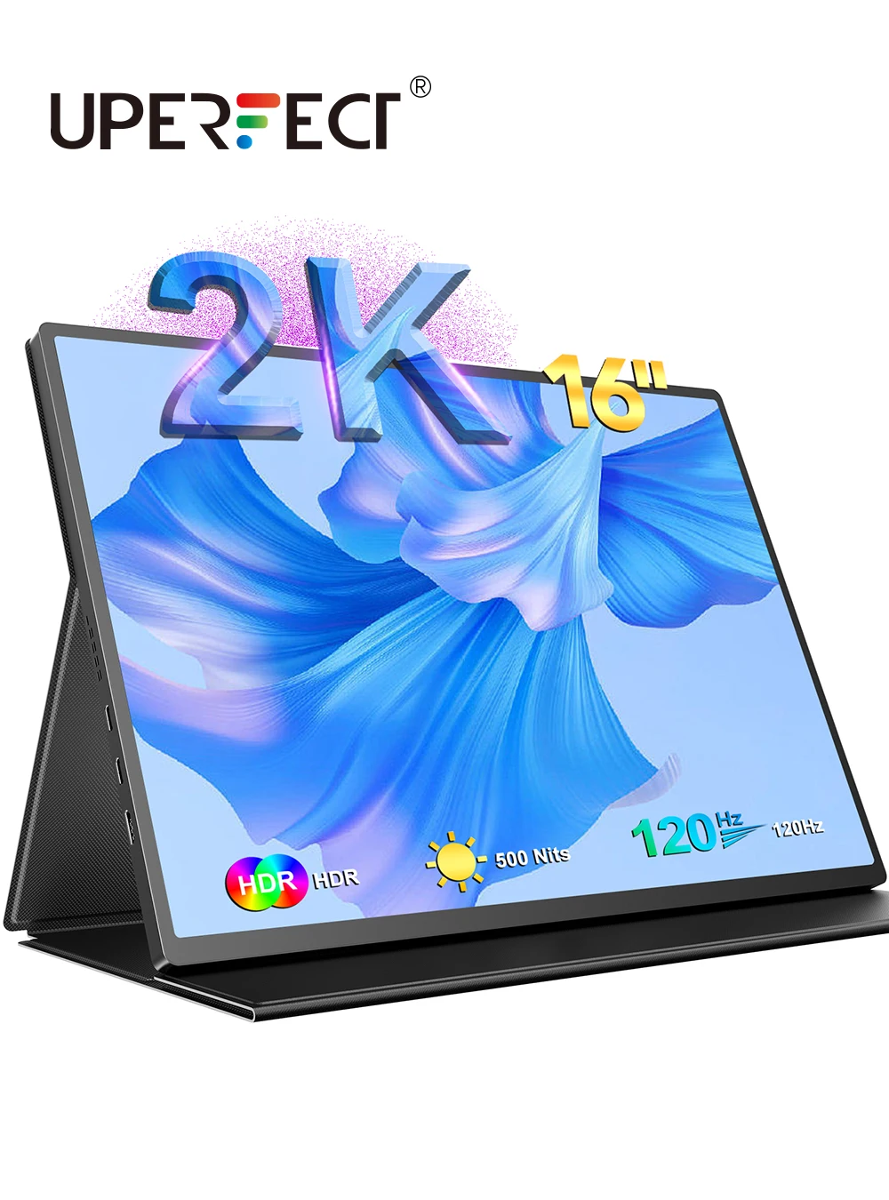 Портативний монітор UPERFECT 16" 2K 2560*1600 16:10 100%sRGB 500Cd/m2 120 Гц Ігровий дисплей для Xbox PS5 Switch Laptop Mac Phone