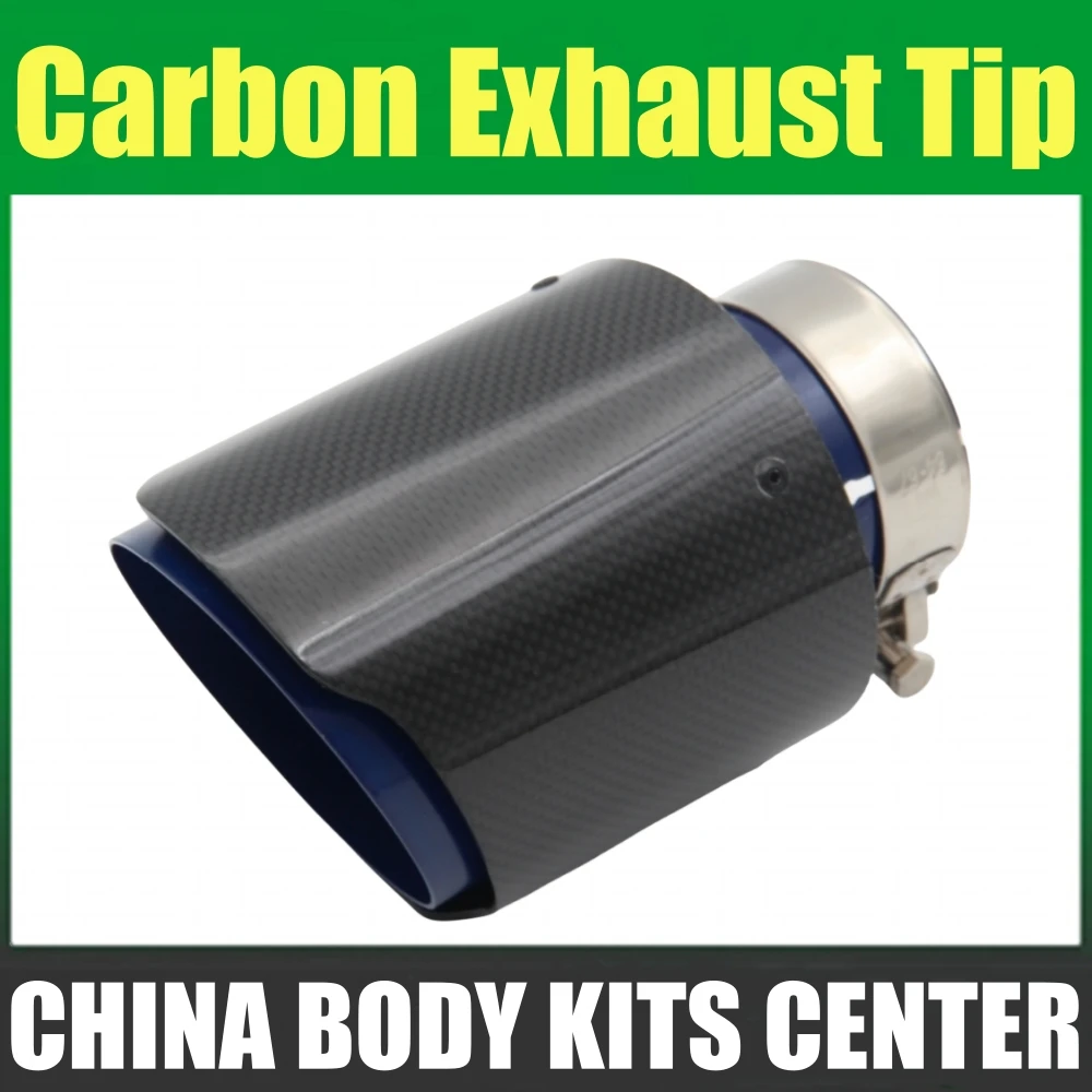 

Car Matte Carbon Fiber Exhaust System Muffler Tip Universal Straight Stainless Blue Mufflers Multiple Sizes FOR Akrapovic