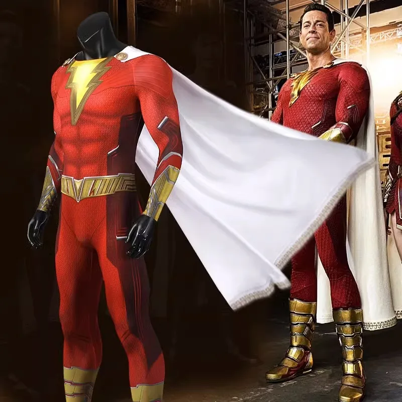 

In Stock Shazam! Fury of The Gods Cosplay Leotard Tights Halloween Christmas Party Costume Clothes Stage Performance Role Play