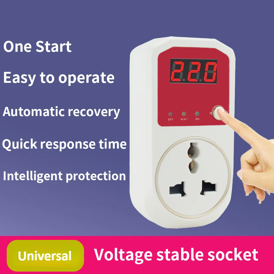 Automatic voltage protector socket AC100-240V 13A power surge protector UK Plug socket voltage safe refrigerator protection 220V 2