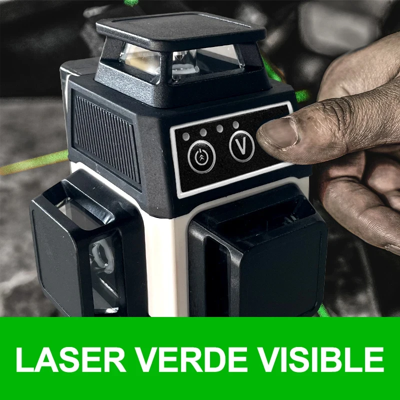 Pracmanu Mini 12-Line 3D Laser Level with 360° Self-Leveling and Super Powerful Green Beam