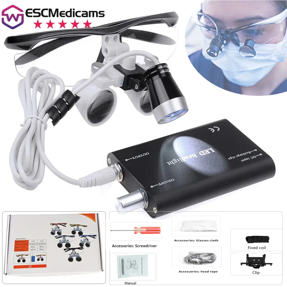 

Dentistry Binocular Magnifier 2.5X 3.5X Ultra-lightweight Optical Loupes 320-420mm Magnifying Glass for Dental Surgery