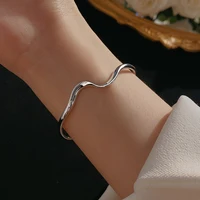 Hot Sale Irregular Glossy Silver Mobius Bracelet Adjustable Individuality Wristband For Women - Image 3