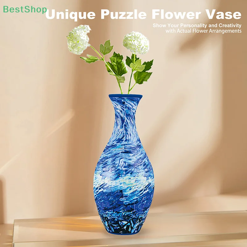3D Puzzle Vase Flower Porcelain Design DIY Assembly Educational Toy Home Decoration House Arrangement Warming Christmas Gift Toy 5