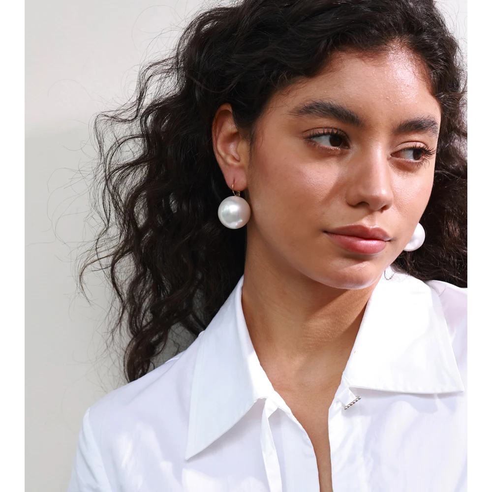 Yhpup Simulated Pearls Round Big Exaggerated Hoop Earrings for Women