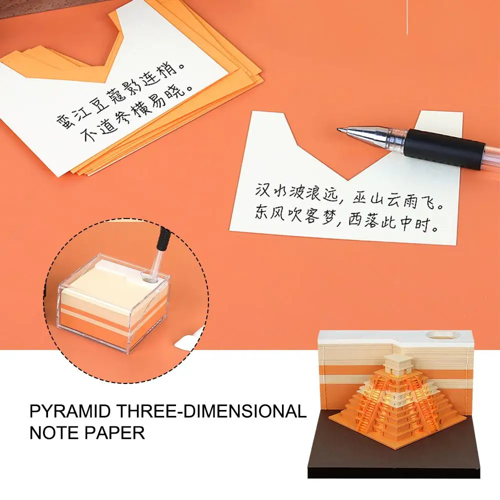 

3D Memo Pads Novelty Creative Stickers Papers Card Craft Pyramid Style 3D Note Book For Office Artistic Notepad Christmas G U9O3