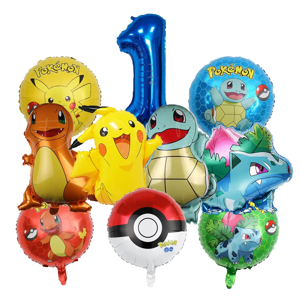 1Set Cartoon Party Ballon springen Pikachu Little Fire Dragon Jenny Schildkröte Folienballon Kinder Geburtstag Party Dekoration Geschenke – Detail 8