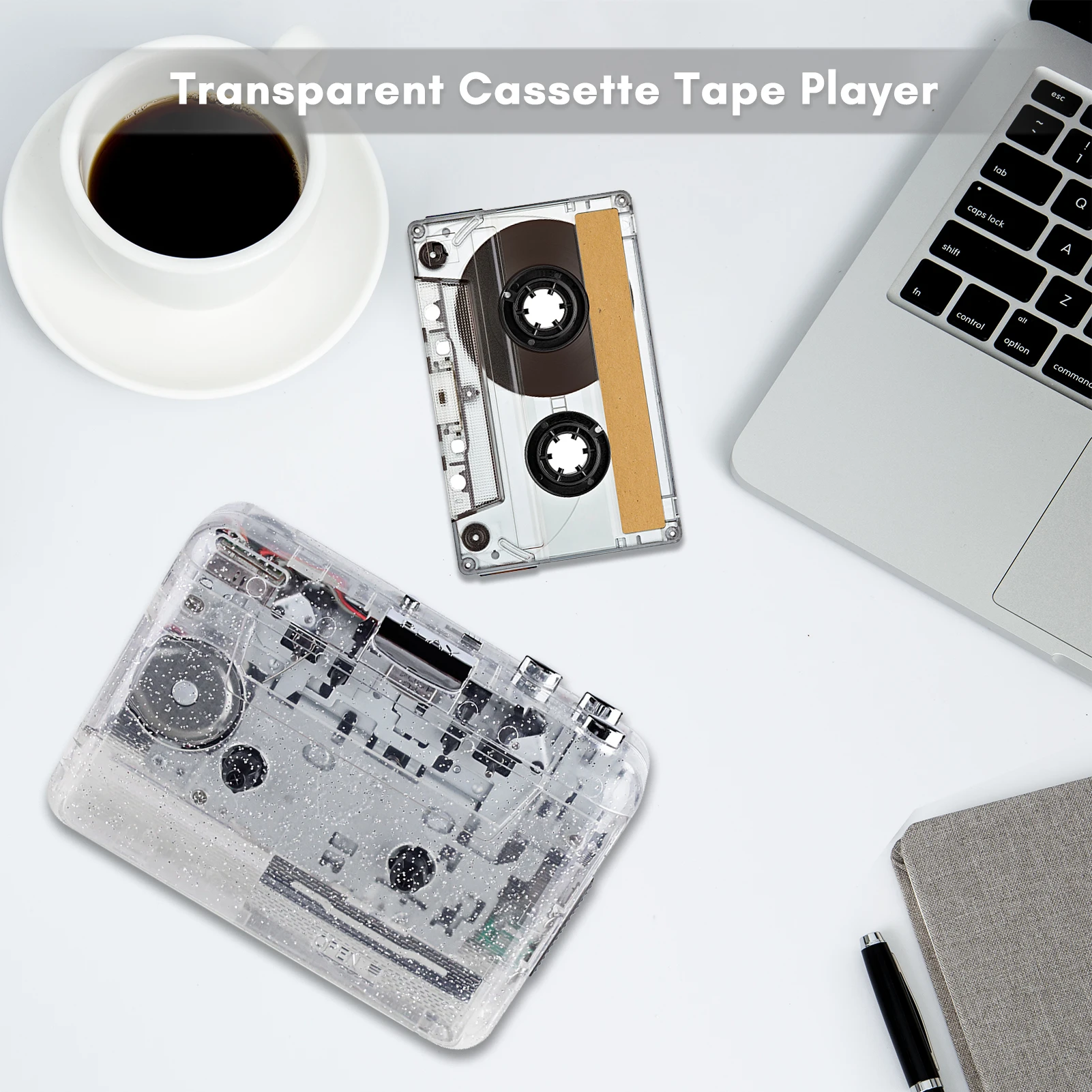 Portable USB Cassette Player Transparent Cassette Tape Player USB Capture with USB2.0 Port