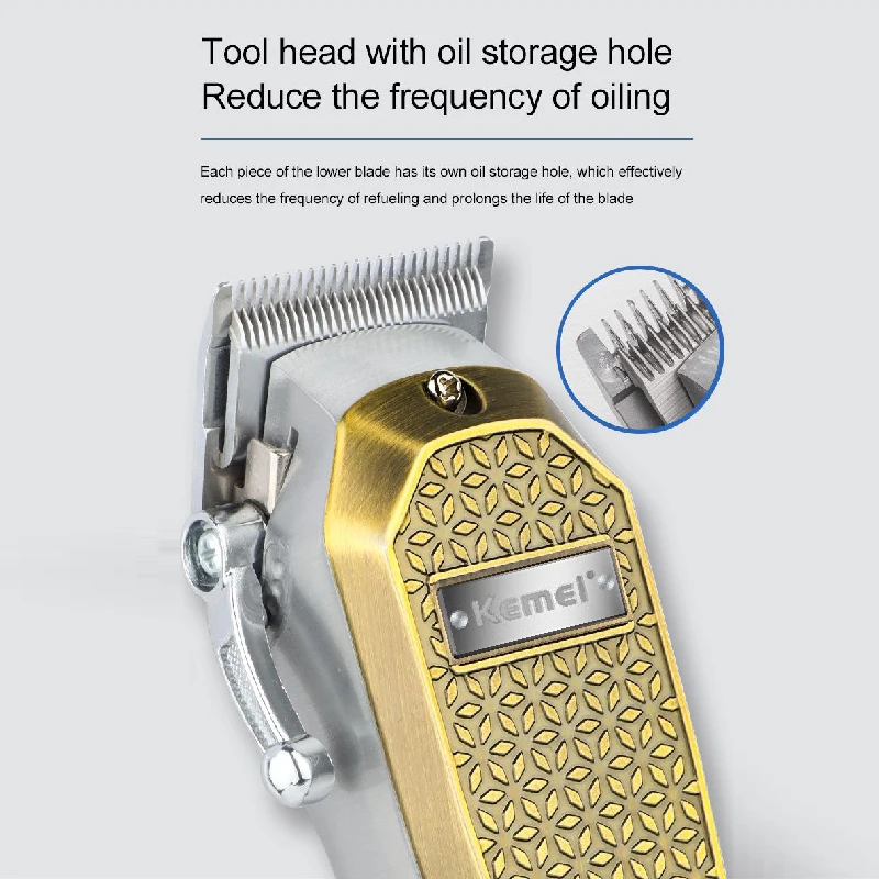 Kemei Barber Full Metal Hair Clipper Lithium Professional Hair Trimmer For Men Electric Cutter Machine Rechargeable