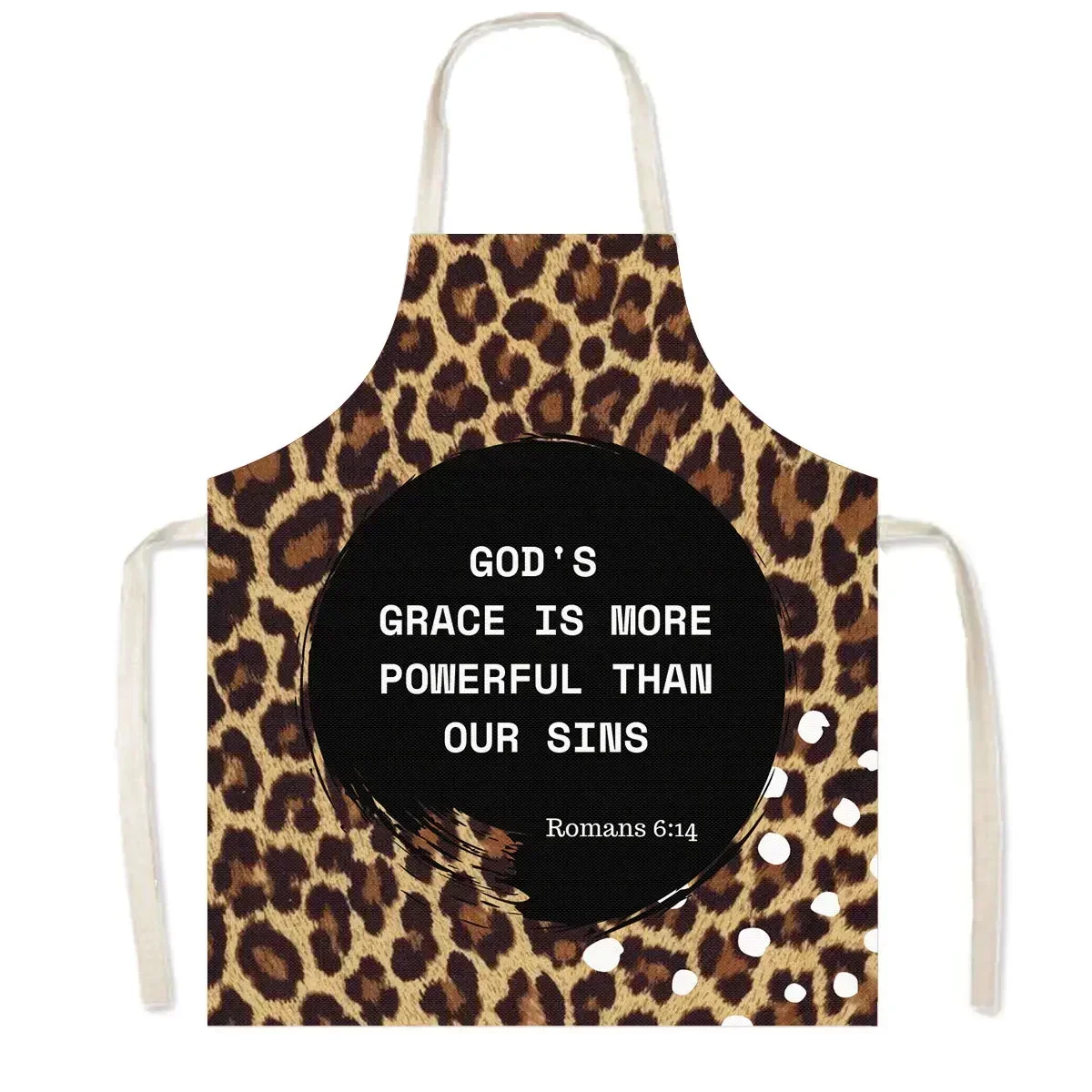 Christian Bible Verse He Will Sustain You Print Apron Flower Women Men Kitchen Work Clothes BBQ Home Cooking Cleaning Aprons 3
