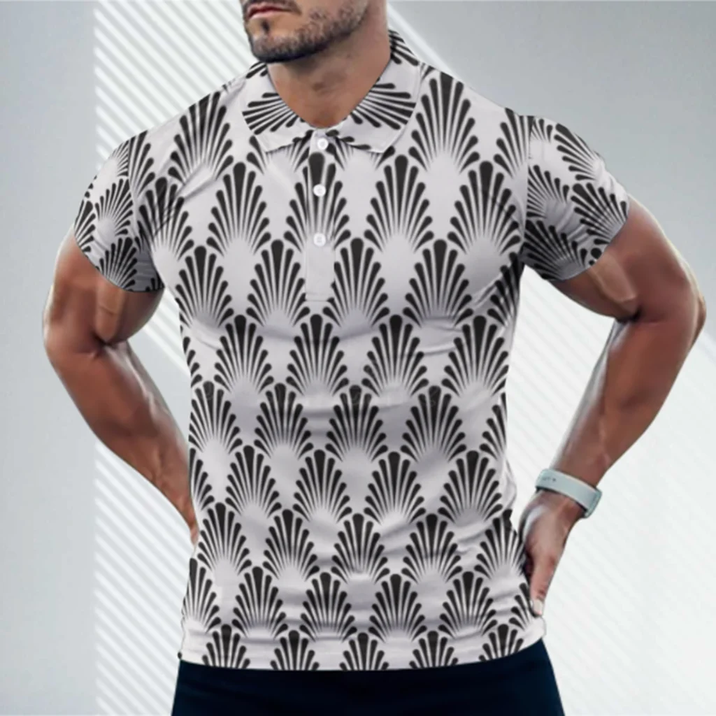 

Summer 2024 new POLO shirt digital printed short-sleeved casual slim fit versatile T-shirt top