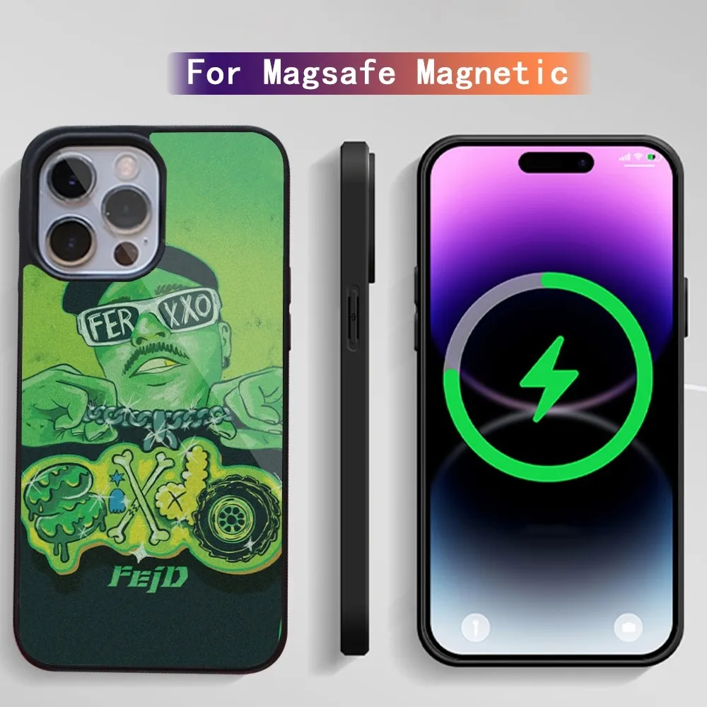 Ferxxo Feid Singer Phone Case For iPhone 15 14 13 12 11 Plus Pro Max Magsafe Magnetic Wireless Charging