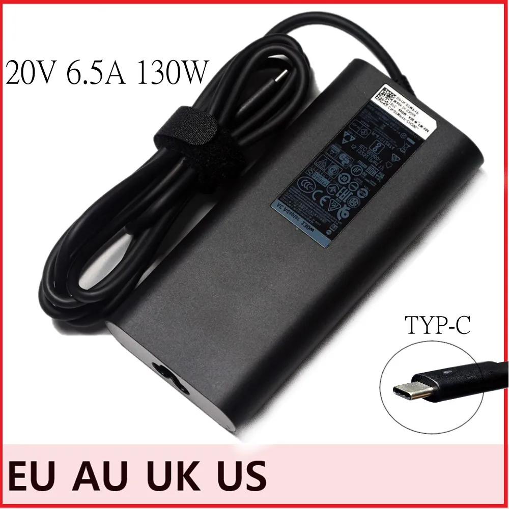 Usb Tipo-c ac Laptop Adaptador Carregador de Alimentação para Dell 15 9575 9570 9500 Xps 17 9700 Precisão 5550 130w 20v 6.5a