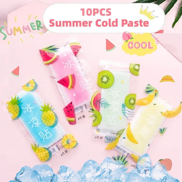 10Db Nyári Aranyos Hideg Kompresszi Jéghideg Paszta Megnyugtató Fáradtság Alacsony Hőmérsékletű Gél Hűvös Kompressziós Homlok Matrica