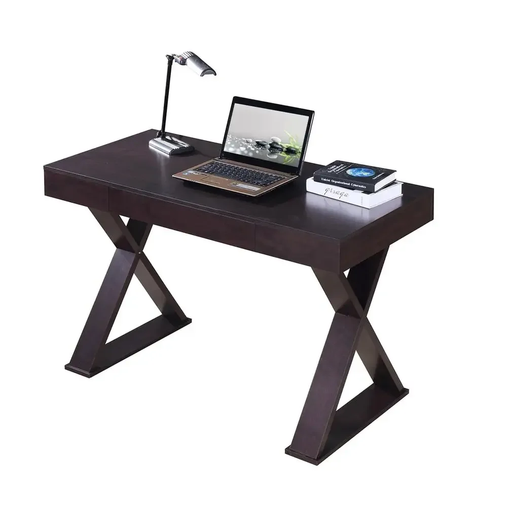 Home Office Desk with Large Drawer Espresso X-Shaped Legs Writing 1 Pack 30" Height 5