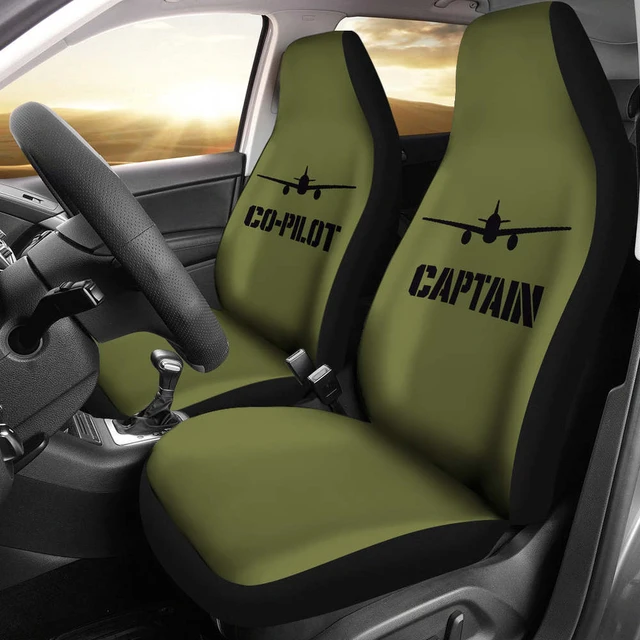 Kapitän und Co-Pilot Auto Sitzbezüge Set Armee Grün Militär, pack
