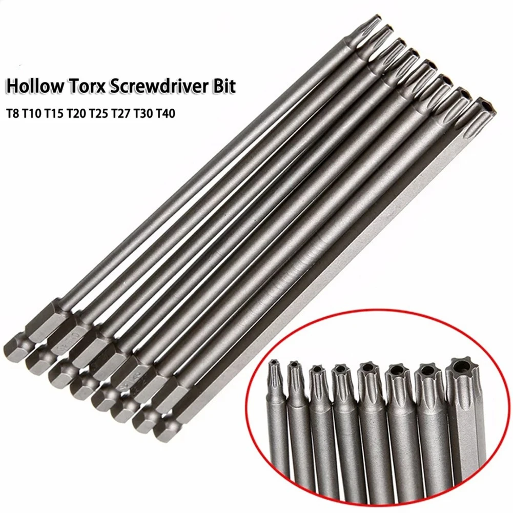 

8Pcs Torx Screwdriver Bit 1/4'' Shank Hex Wind Drill Head 150mm 200mm Screw Wrench Magnetic Star T8 T10 T15 T20 T25 T27 T30 T40