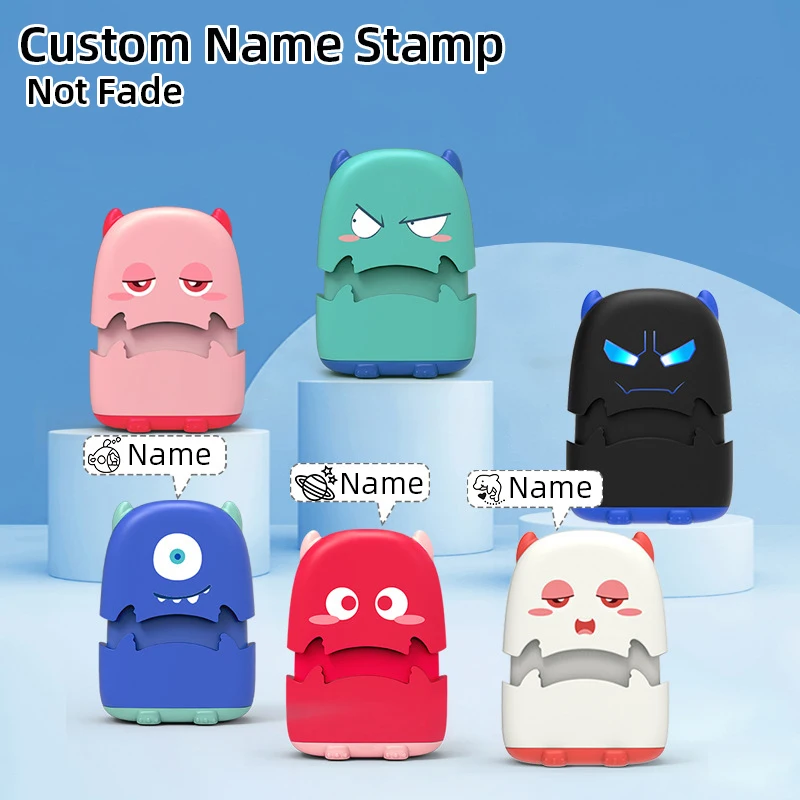 Name Stamp Baby Name Stamp Custom-made DIY Gift for Children Seal Student Clothes Chapter Not Easy to Fade Security Cute Monsters Toy name stamp