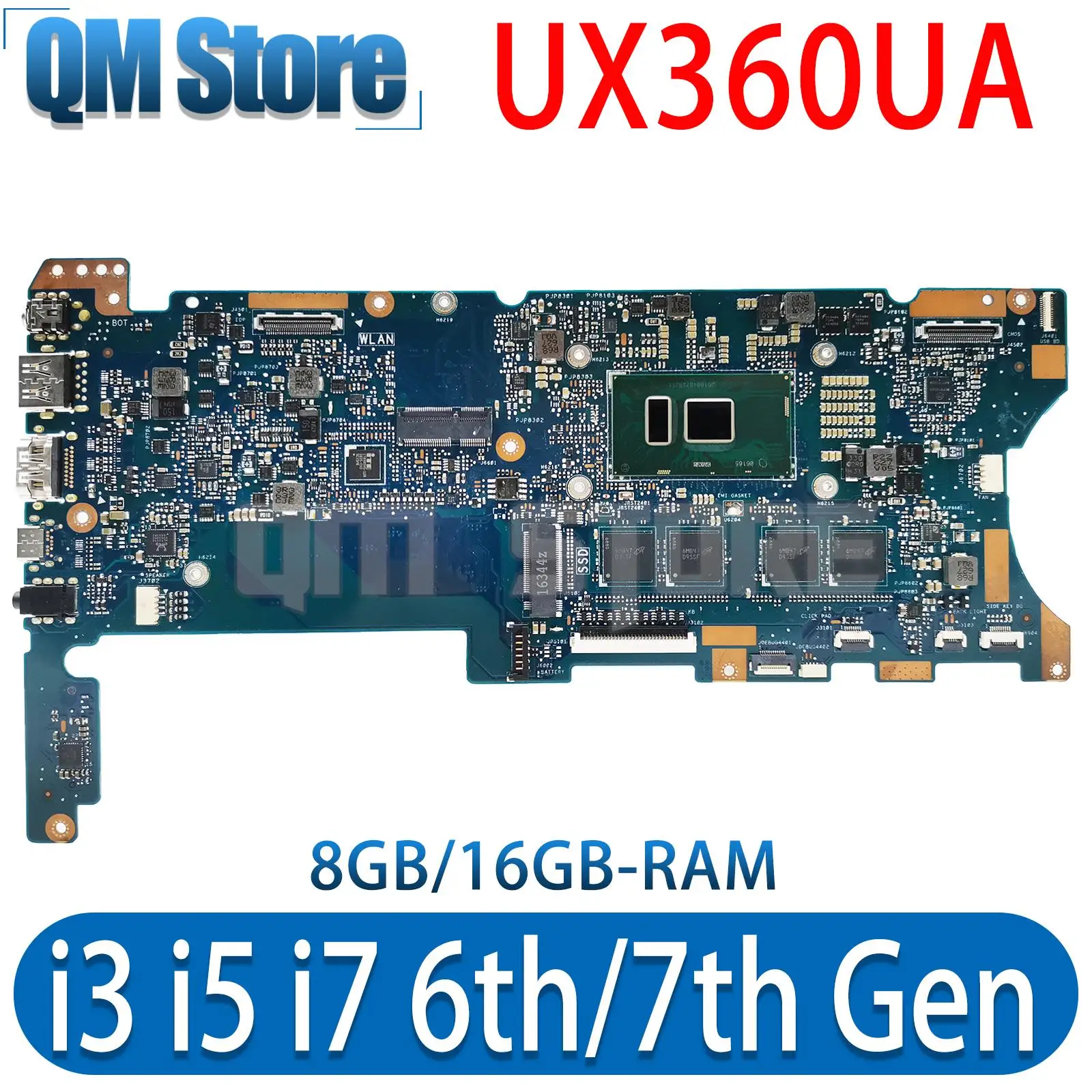 

UX360UA Mainboard For ASUS ZenBook Flip UX360UAK UX360U UX360 TP360UA Laptop Motherboard CPU I3 I5 I7 6th 7th Gen 8GB 16GB RAM