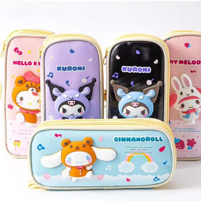

Sanrioed Kuromi Cinnamoroll Melody Hello Kitty аниме милый детский карандаш искусственная кожа мультфильм школьные детские канцелярские принадлежности сумка-Органайзер