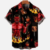 2024 Devil Horror 3d Print Hawaiian Shirt Men Clothes Breathable Loose Men's Shirts Male Short Clothes Sleeve Summer Male Shirt 1