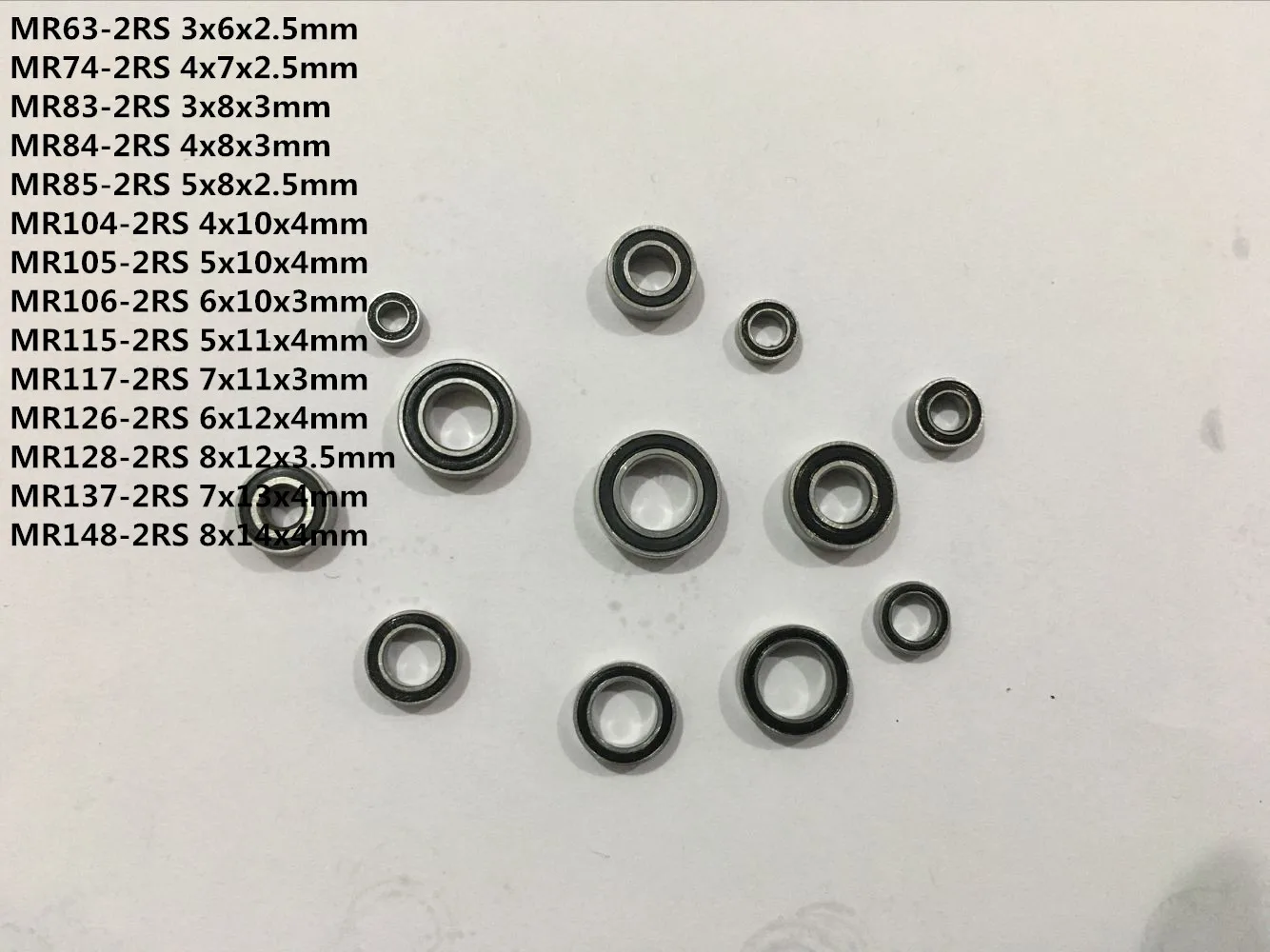 10pcs MR series MR63-2RS MR74-2RS MR85-2RS MR105-2RS MR128-2RS MR148-2RS miniature model bearing rubber sealed ball bearing ball bearings
