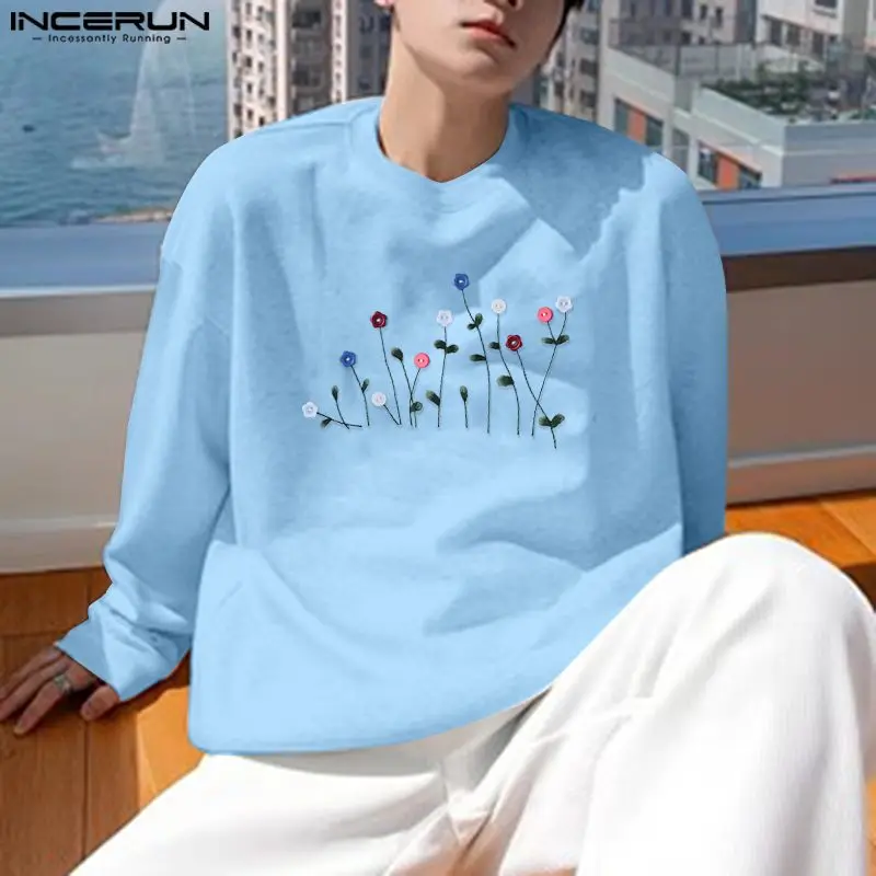 

Stylish Well Fitting Tops INCERUN New Men Embroidered Sticker Pullover Hoodie Leisure Male O-neck Long Sleeved Sweatshirts S-5XL