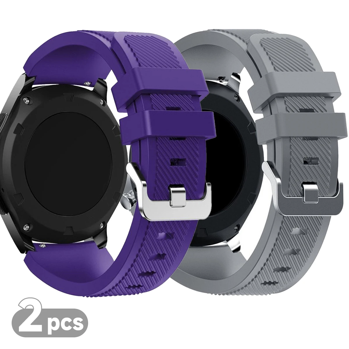 Set of 2 Premium Silicone Watch Bands (20mm/22mm) - Versatile and Durable Replacement Straps