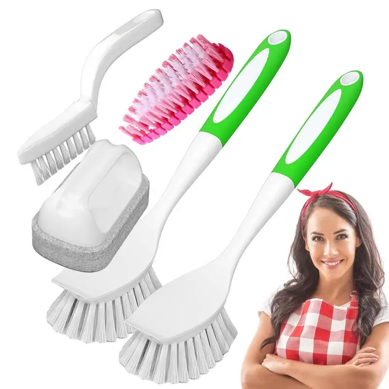

5pcs Kitchen Dish Brush Portable Dish Cleaning Scrub Brush Multifunctional Pot Dishes Plates Houdehold Kitchen Cleaning Brush