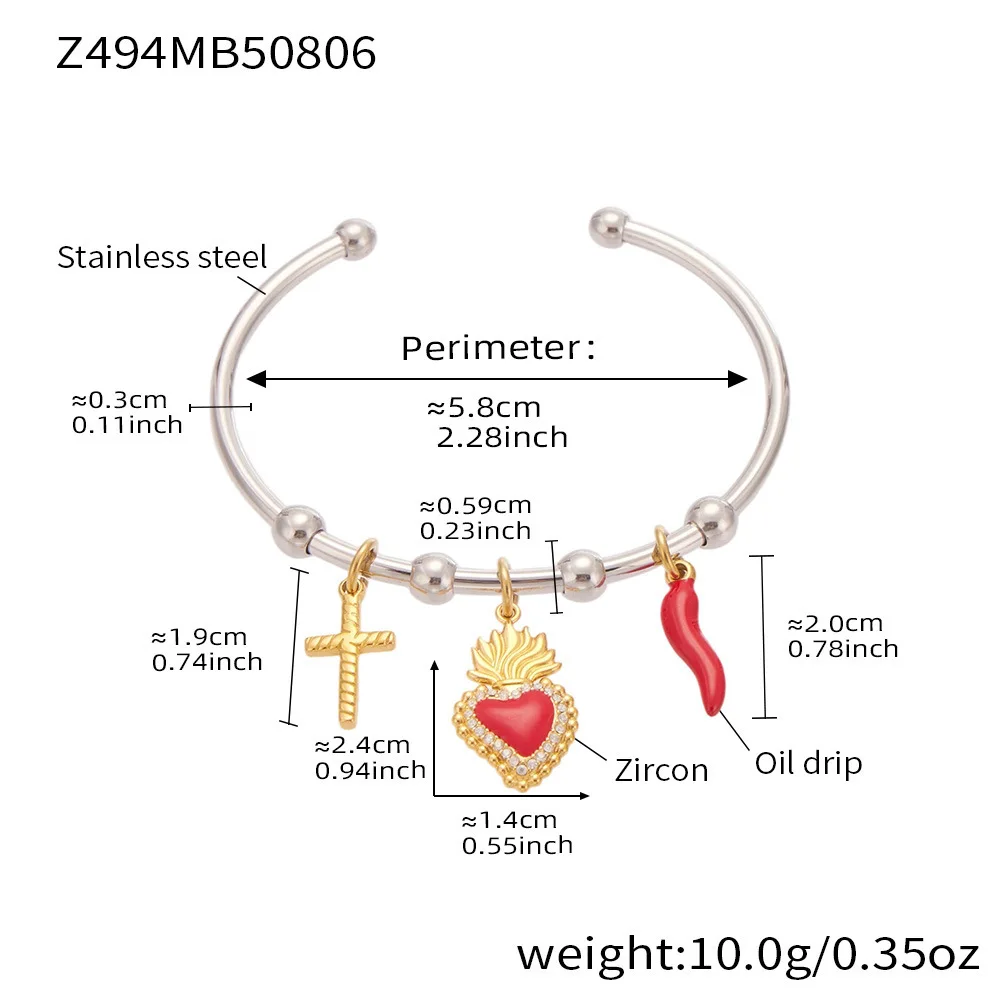 Amaiyllis Multi-Pendant Cross Peppermint Bear Heart Angel Starfish Armband Nischen-Edelstahlarmband – Detail 4