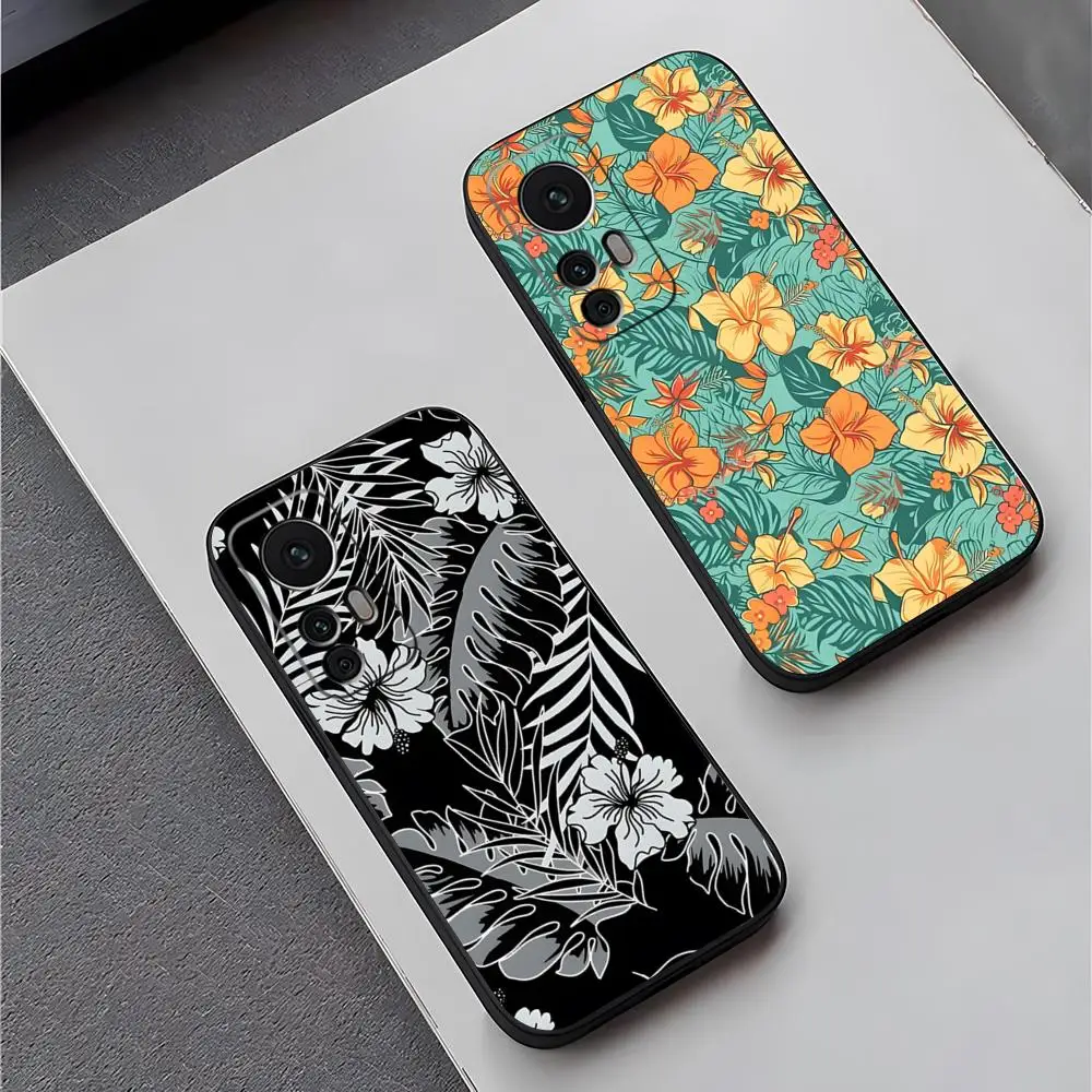 Custodia Per Telefono Hibiscus Retro Hawaiian Flower Shell Per Xiaomi 12 13 11 10T 9 T Pro Lite Ulltra X Mix4 Civi Cover Posteriore