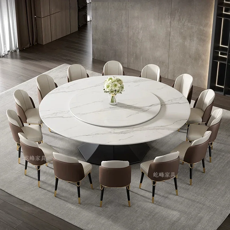

Rock Slab Round Dining Table Chairs Home Living Room Electric Large Round Table With Turntable Esstische Garden Furniture Sets