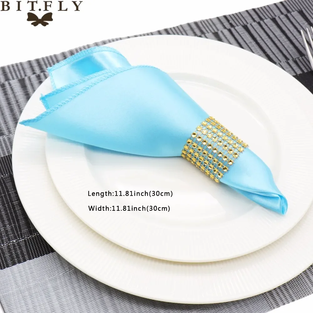 50 pcs 10" Square Satin table Napkins 30cm x 30cm Handkerchief For Weddings,Party, Events, Hotels And Restaurants Decorations