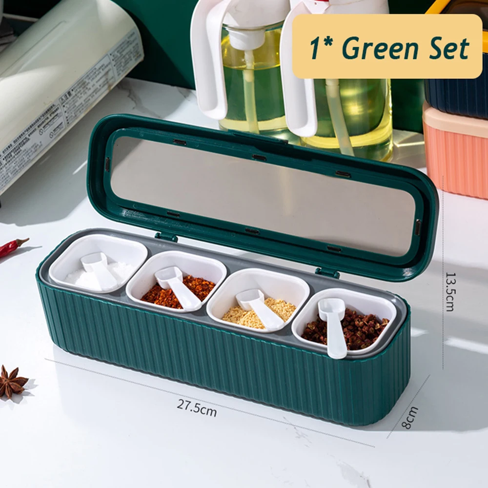 4 Grid Seasoning Box Kitchen Storage Organizer Spice Jars Salt And Pepper Shakers Spice Container Set 11 4 Grid Seasoning Box Kitchen Storage Organizer Spice Jars Salt And Pepper Shakers Spice Container Set