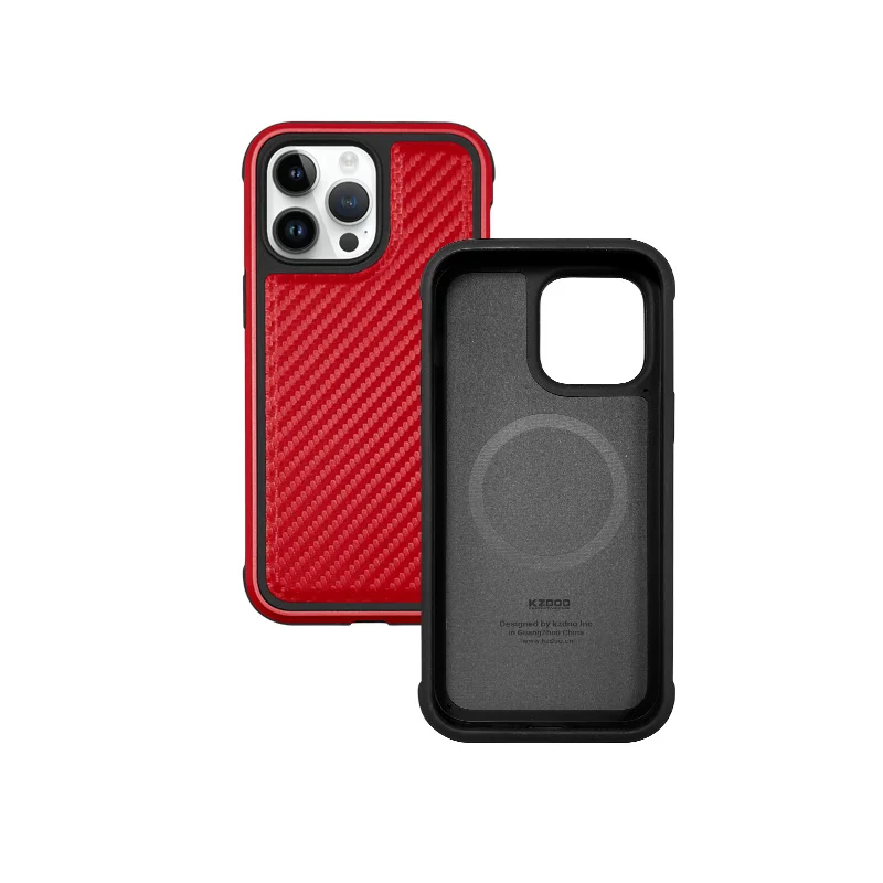 

KZDOO Mars series with megsafe metal frame super shock cover carbon patten phone back case for iphone14/14plus/14pro/14promax