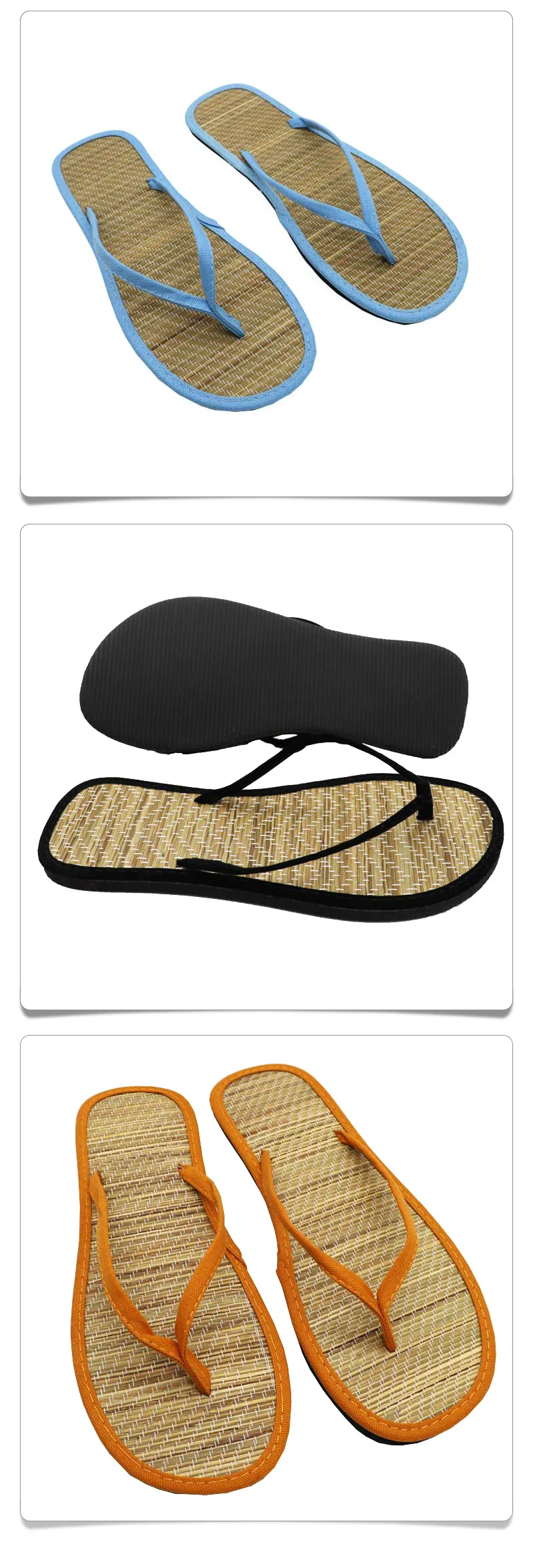Sommer Damen Flache Flip-Flops Hausschuhe Komfortable Rutschfeste Sandalen Bambus Rattan Flip Flop Haus Badezimmer Mode Pantoffeln – Detail 8